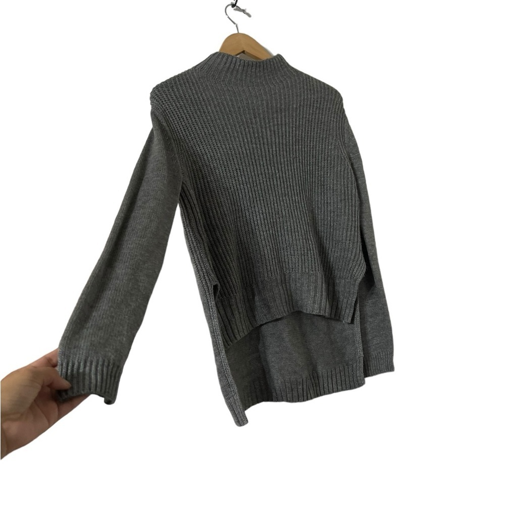 PROJECT NAADAM Gray High Low Knit Mockneck Sweater Pullover Top - Picture 4 of 8